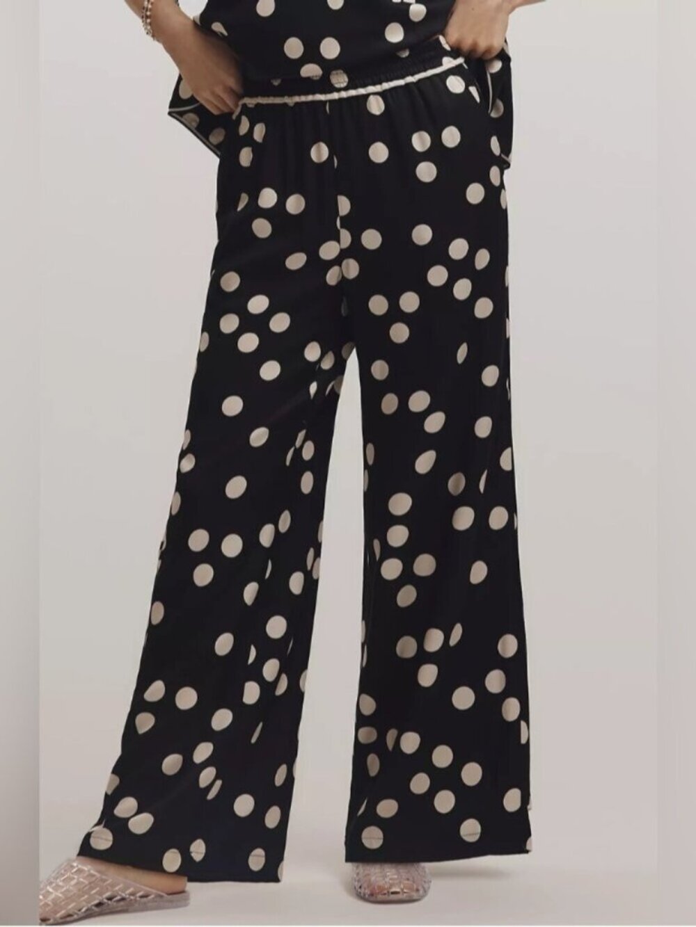 NWT Size M - Maeve Brooklin Printed Wide-Leg Pants w Pockets (US$ 128)